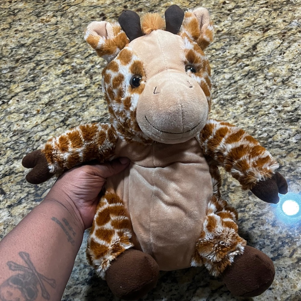 AM Brands Giraffe Plush Hot Water Bottle Cover‎ Brown Tan Spotted 16 Inch